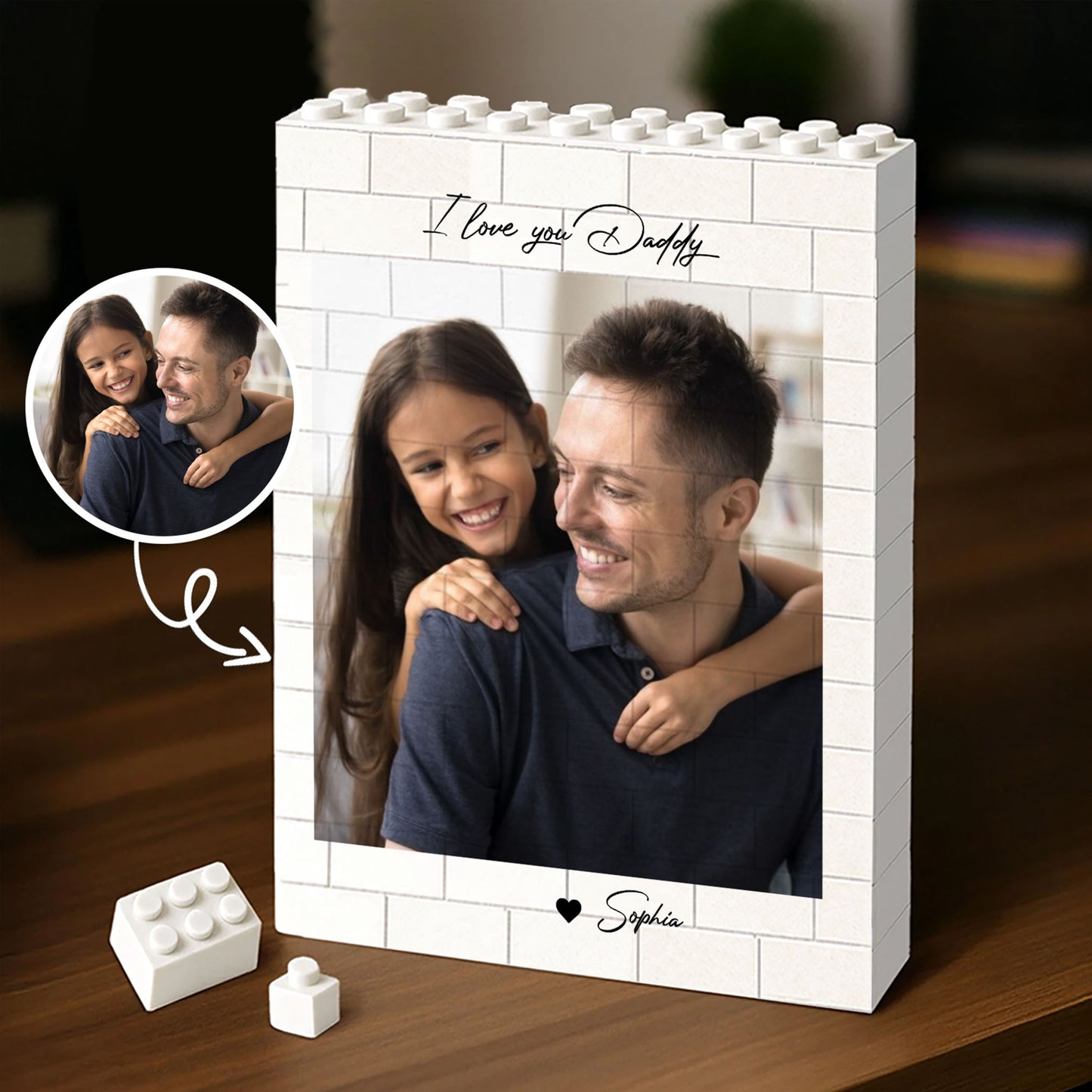 Custom Photo Dad Building Brick Blocks | Personalized Brick Photo Block Gift for Dad, Father’s Day 684293