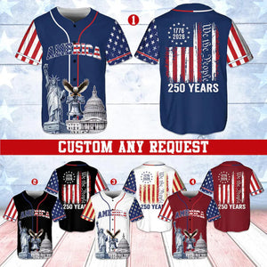 Patriotic 250 Years Baseball Jersey, USA Flag We The People Shirt, 1776-2026 Independence Day Apparel 685211 WFD