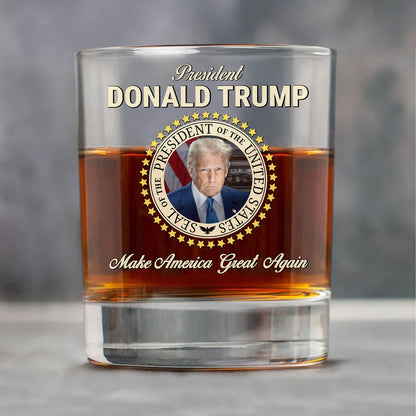 Donald Trump Whiskey Glass | Trump 45 & 47 Glass | MAGA Whiskey Glass for Whiskey Lovers 684088 – GOP
