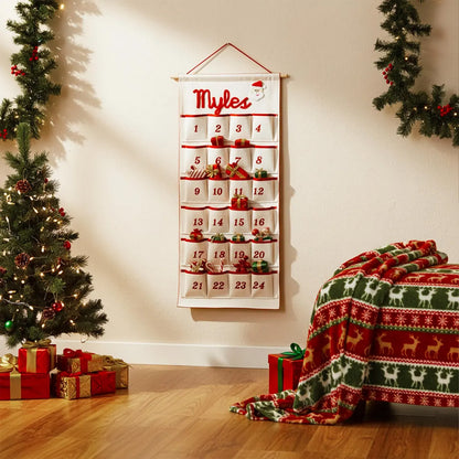 Personalized Christmas Advent Calendar, Custom Name Christmas Countdown Calendar, Kids Holiday Wall Hanging 685869 WFD