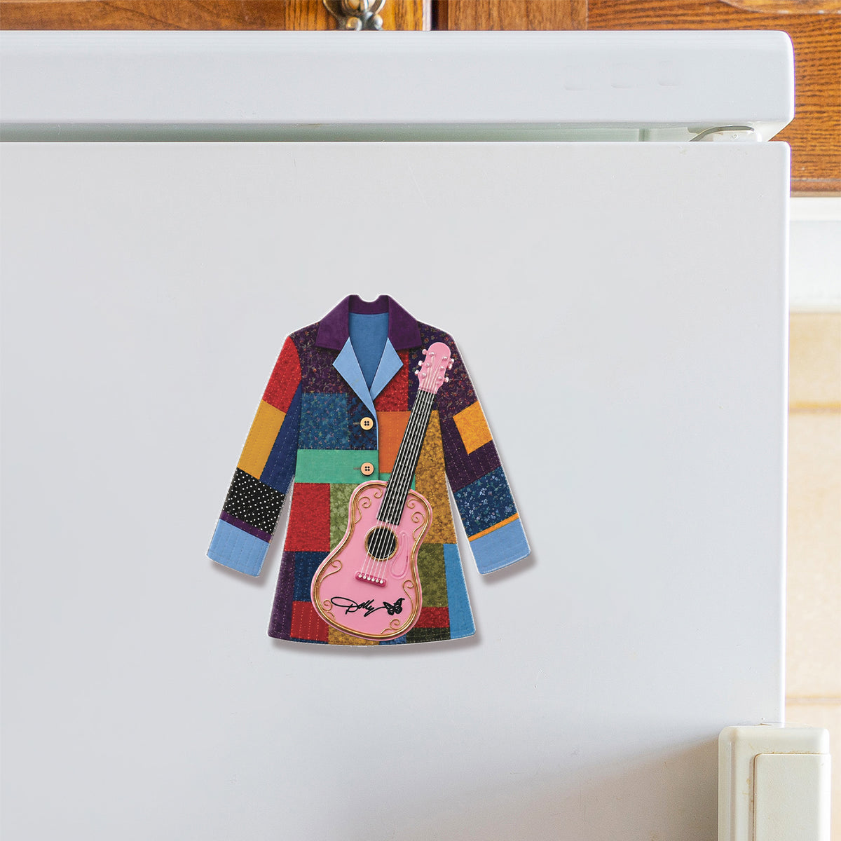 Dolly Parton Coat of Many Colors Fridge Magnet, Pink Guitar Country Music Magnet, Dolly Fan Gift 686130