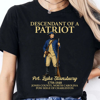 Custom Name Descendant of a Patriot Dark Shirt | Personalized DAR SAR Sweatshirt | Patriotic Tee 684383