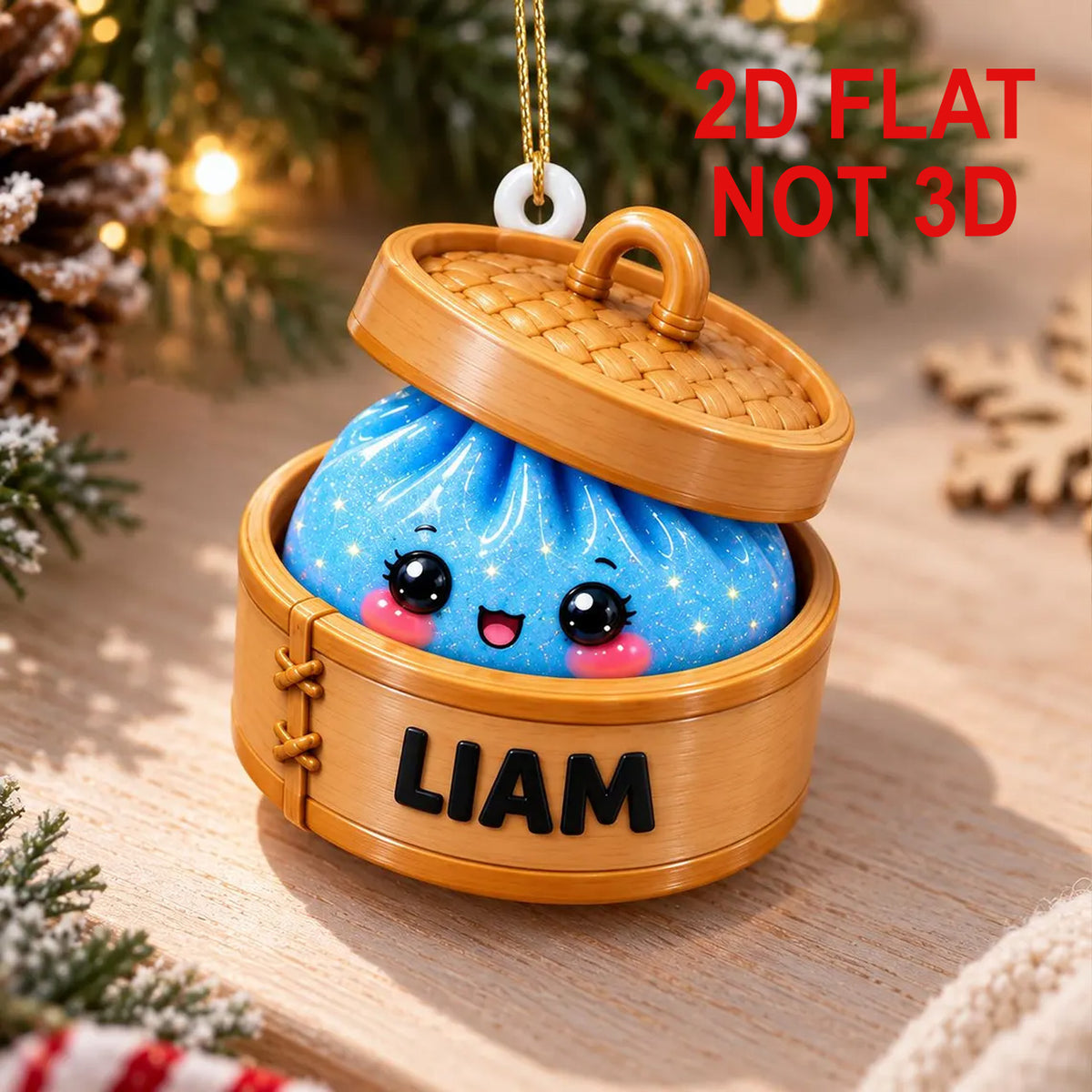 Personalized Glitter Dumpling Acrylic Ornament, Custom Name Squishy Kids Christmas Gift 686341 WFD