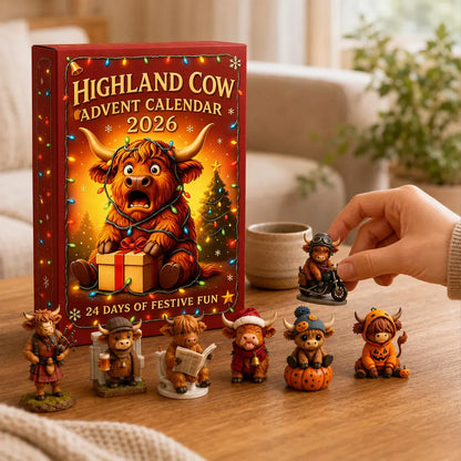 2D Highland Cow Christmas Advent Calendar 2026, 24-Day Countdown Mini Cow Figures, Cow Lover Gift 686317 WFD