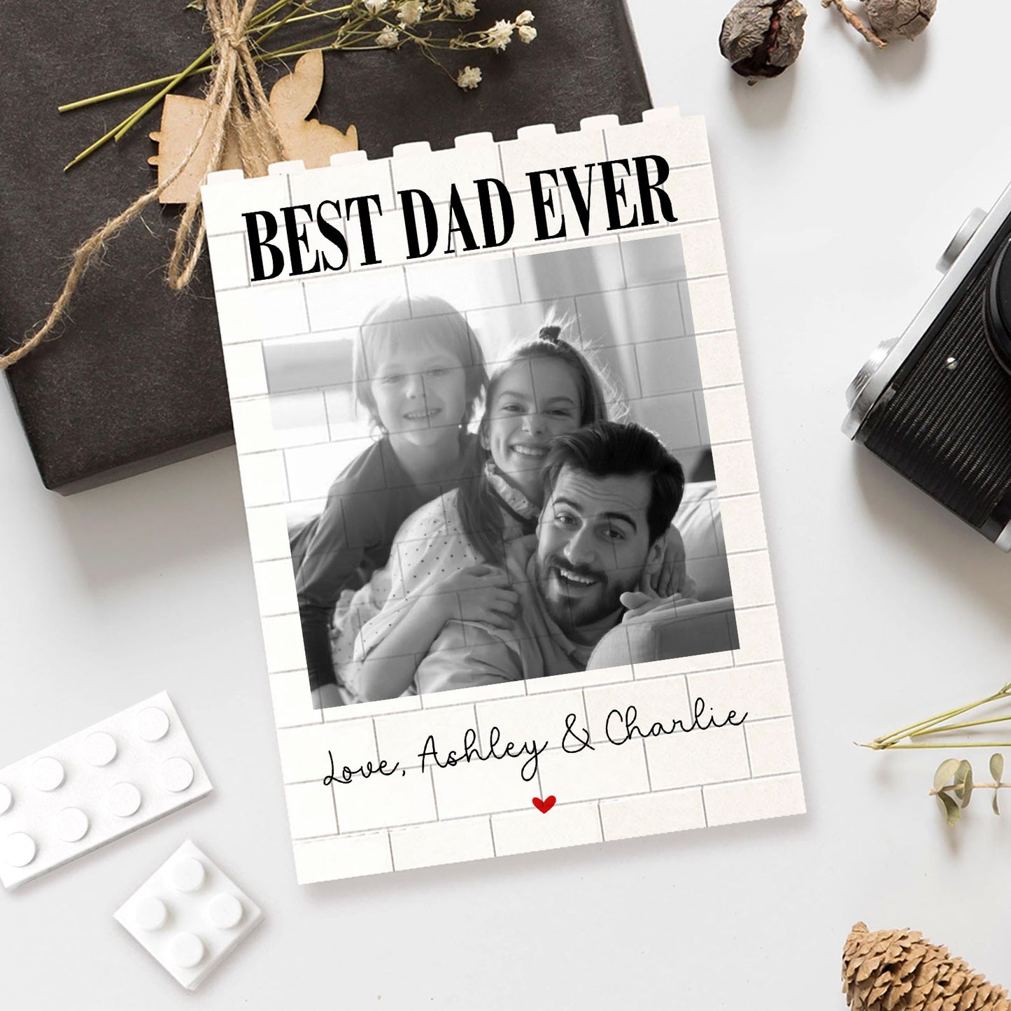 Custom Photo Building Brick Block, Personalized Best Dad Ever Picture Brick Puzzle, Father’s Day Gift 685144