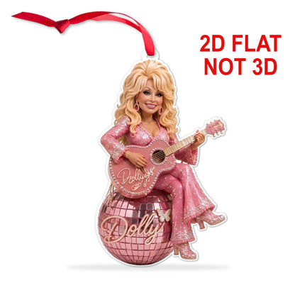 Dolly Parton Acrylic Ornament, Pink Disco Ball Country Music Ornament, Dolly Fan Christmas Gift 686094