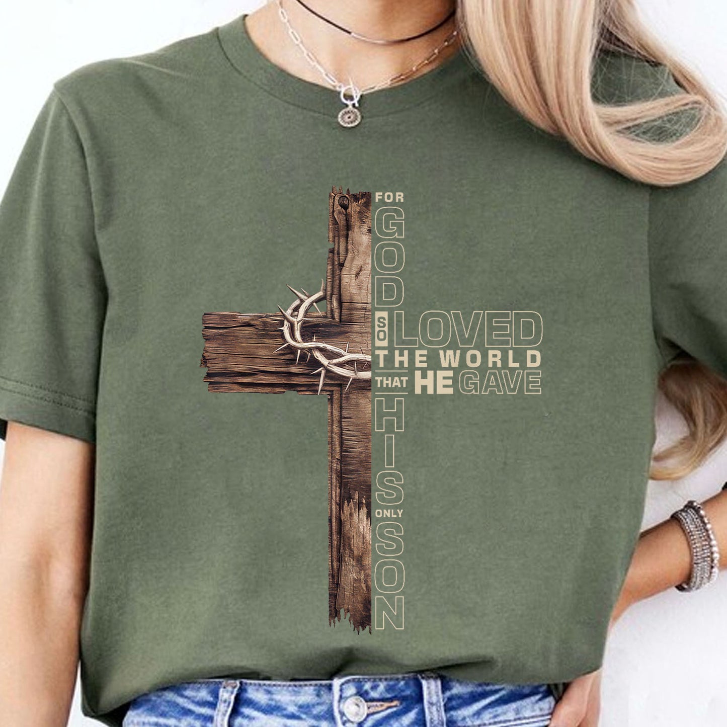 Christian Cross Shirt | For God So Loved the World That He Gave His Only Son T-Shirt | John 3:16 Bible Verse Shirt 683192