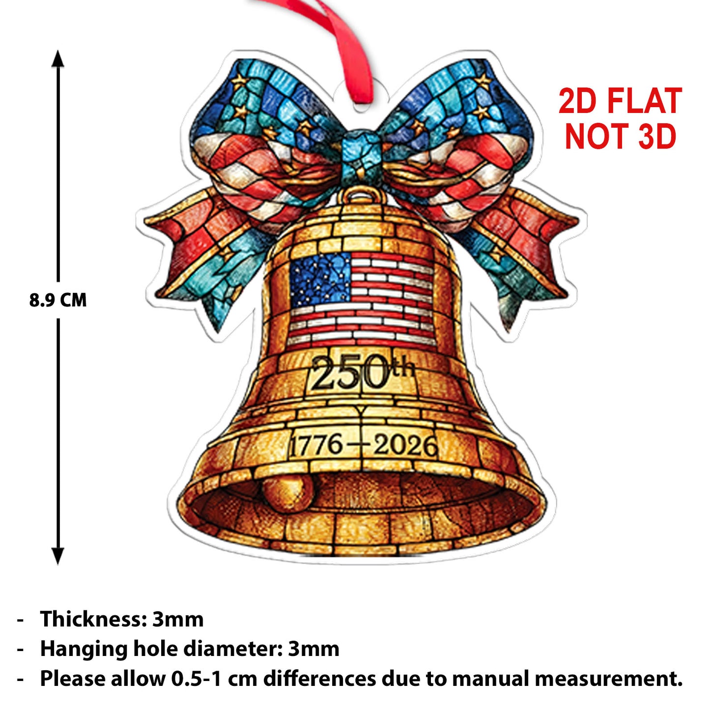 250 Years of the USA Acrylic Ornament | 1776–2026 Liberty Bell Ornament for Christmas Decor 683252