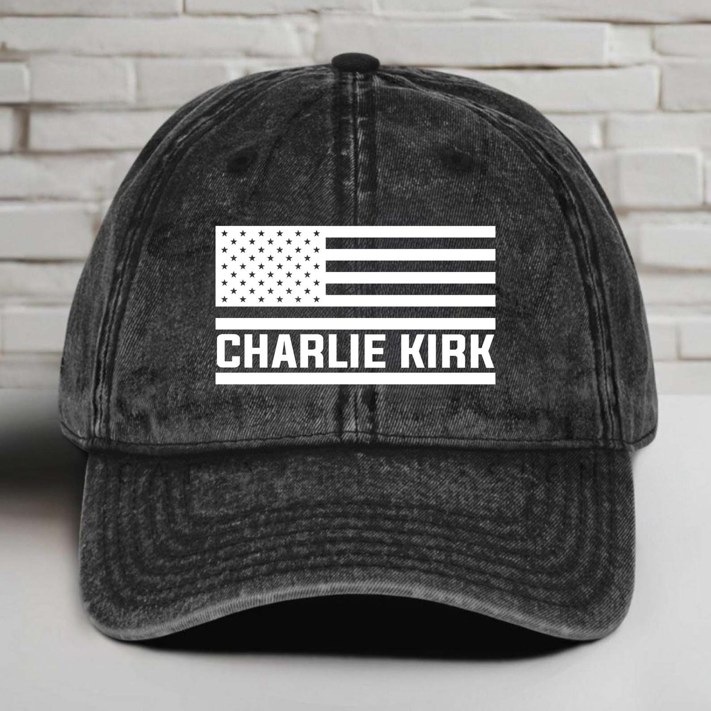 Charlie Kirk Memorial Printed Vintage Washed Denim Baseball Cap | Justice for Charlie Kirk Hat 682896
