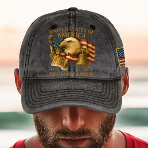250 Years Anniversary Printed Vintage Washed Denim Baseball Cap | America 250th Anniversary Hat 683037