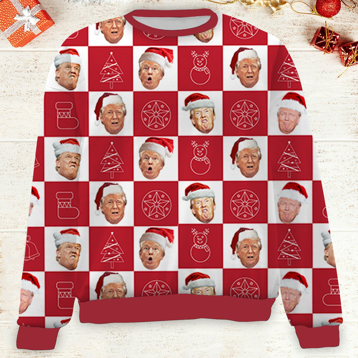 Funny Trump Santa Ugly Sweater, President Donald Trump Christmas All-Over-Printed Sweatshirt 683382 - GOP