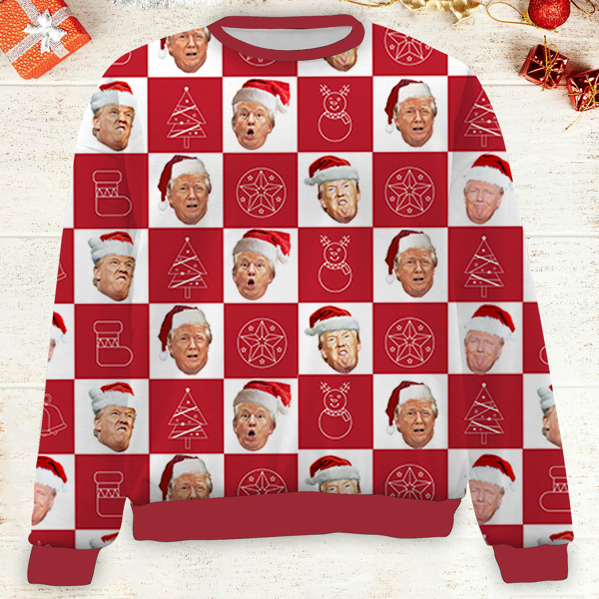 Funny Trump Santa Ugly Sweater, President Donald Trump Christmas All-Over-Printed Sweatshirt 683382 - GOP