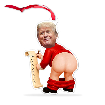 Funny Donald Trump Santa Squishy Acrylic Ornament, Trump Chimney Christmas Ornament, Gag Gift 686354
