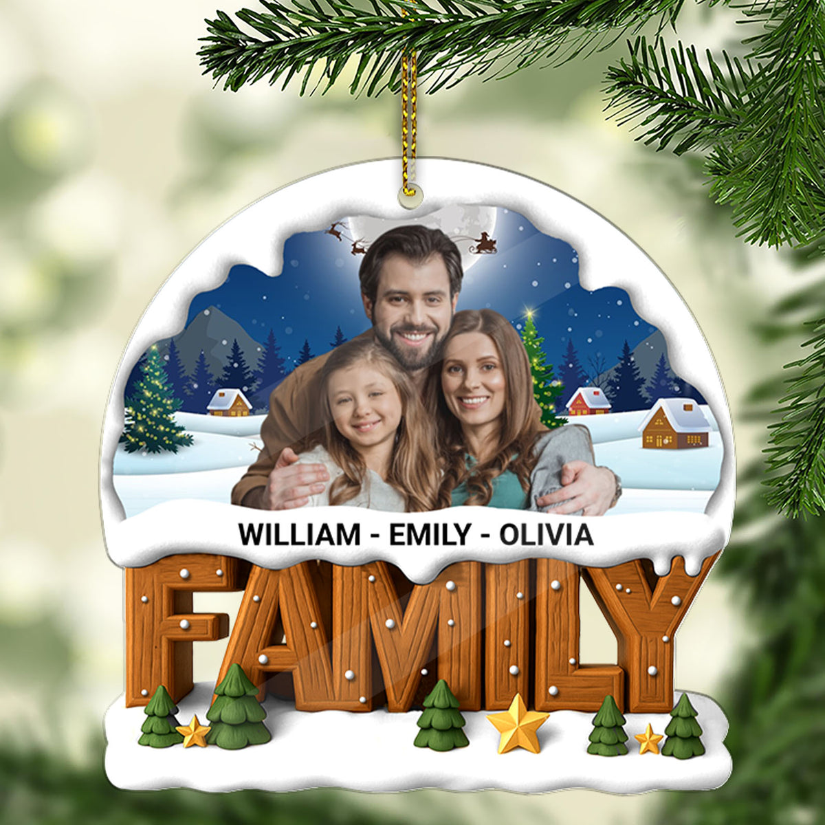 Personalized Photo Upload Family Acrylic Ornament | Custom Family Christmas Ornament 683491