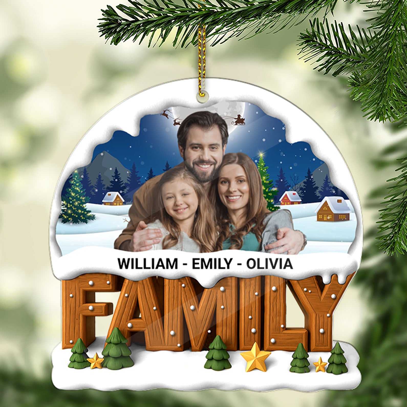 Personalized Photo Upload Family Acrylic Ornament | Custom Family Christmas Ornament 683491