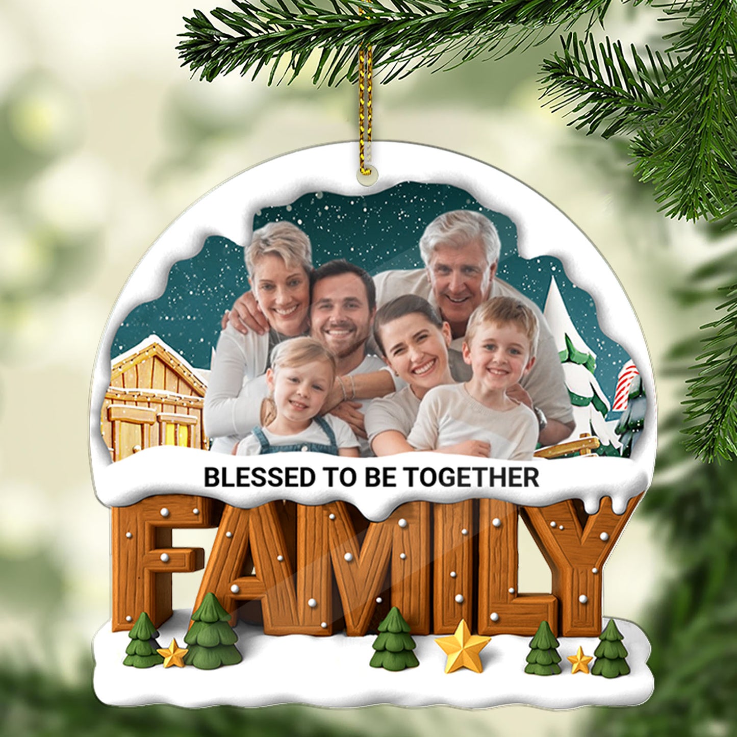 Personalized Photo Upload Family Acrylic Ornament | Custom Family Christmas Ornament 683491