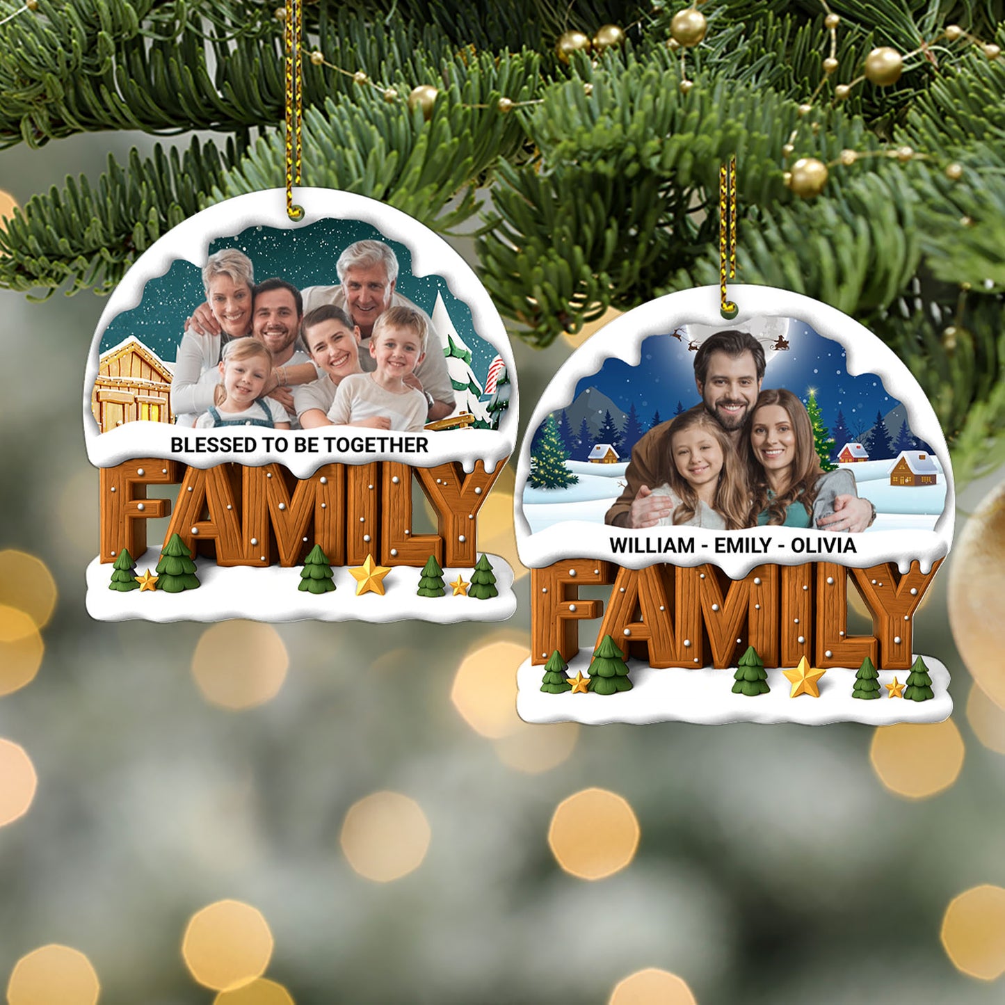 Personalized Photo Upload Family Acrylic Ornament | Custom Family Christmas Ornament 683491