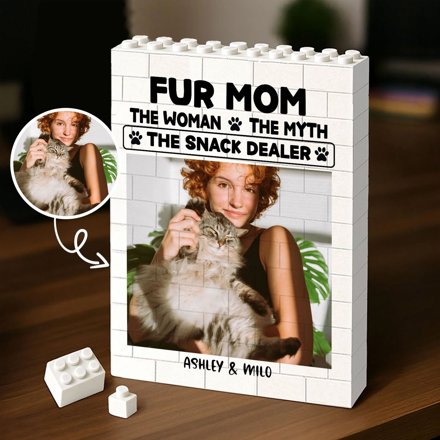 Custom Photo Cat Building Brick Blocks | The Man The Woman Snack Dealer Brick Block | Cat Lovers Gift 684297