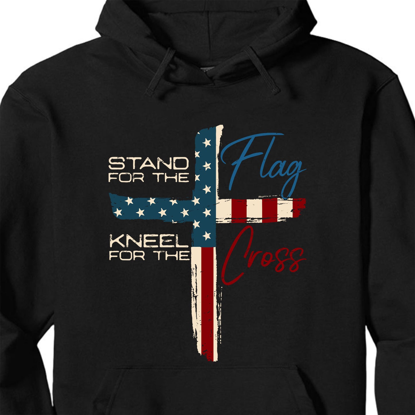 Stand For The Flag Kneel For The Cross Christian Shirt | USA Flag Cross Patriotic Tee | Faith Based 4th of July Shirt 683178