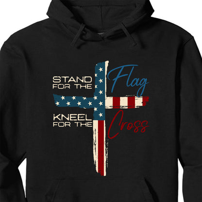 Stand For The Flag Kneel For The Cross Christian Shirt | USA Flag Cross Patriotic Tee | Faith Based 4th of July Shirt 683178