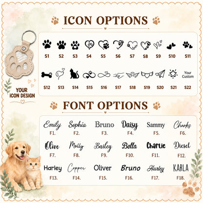Personalized Pet Hair Memorial Leather Keychain, Custom Name Paw Print Fur Keepsake, Pet Loss Gift 686661 WFD