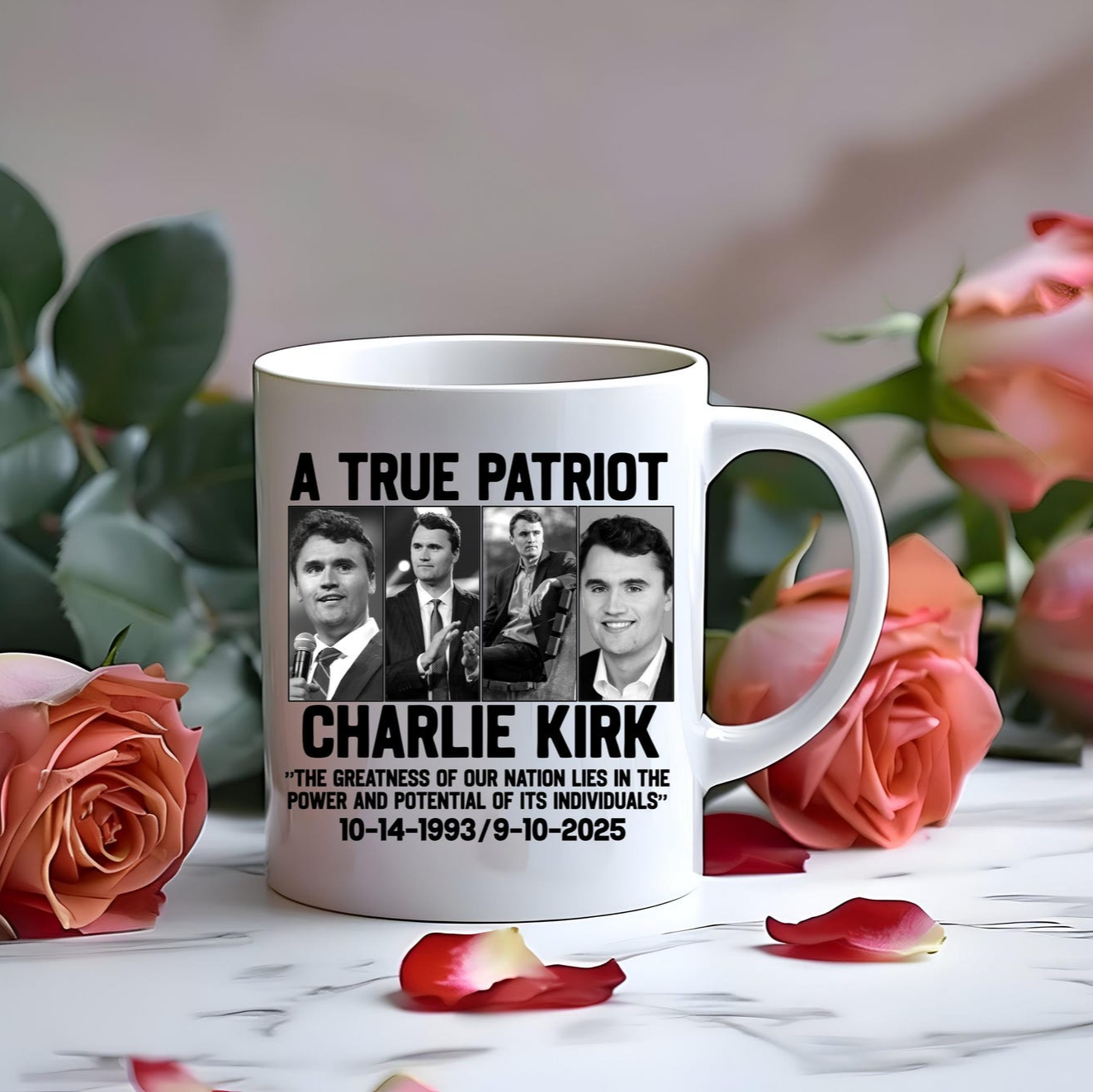 Charlie Kirk Tribute Mug – “A True Patriot”  Ceramic Coffee Cup, Activist Mug, Kirk Memorial Mug 682823