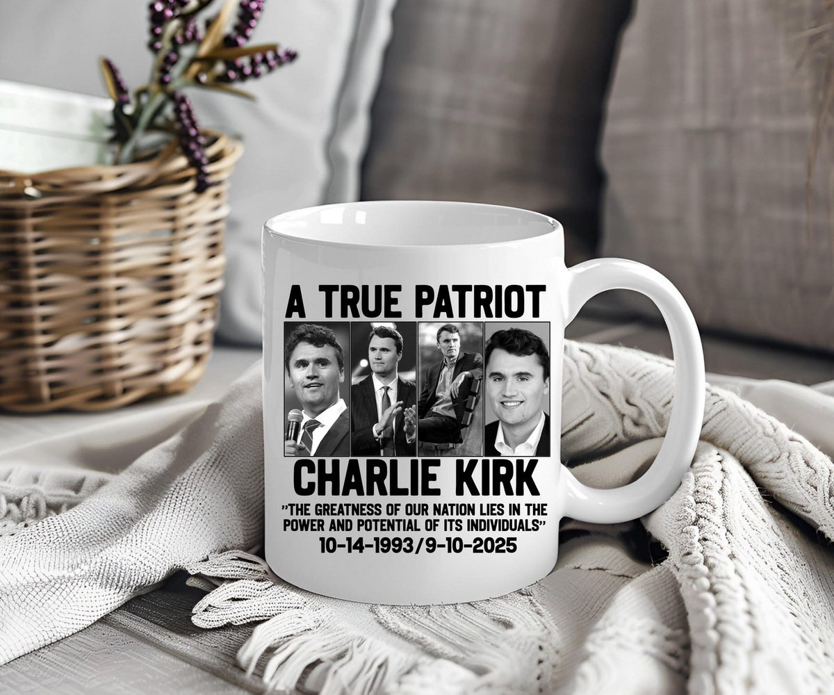 Charlie Kirk Tribute Mug – “A True Patriot”  Ceramic Coffee Cup, Activist Mug, Kirk Memorial Mug 682823