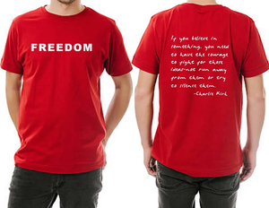 Red Charlie Kirk FREEDOM Shirt | Charlie Kirk Quote Red Shirt | We Wear Red Charlie Kirk Birthday October 14 | Red Front & Back Shirt 683081