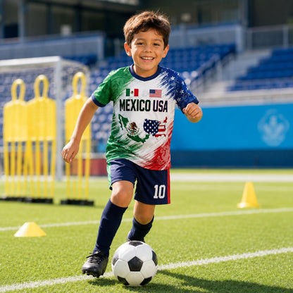 Personalized Mexico USA Soccer Jersey Set, Custom Name And Number Mexico USA Shirt, Soccer Uniform Kit 685476 WFD