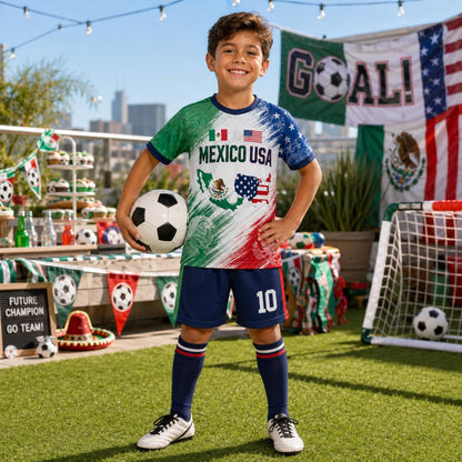 Personalized Mexico USA Soccer Jersey Set, Custom Name And Number Mexico USA Shirt, Soccer Uniform Kit 685476 WFD