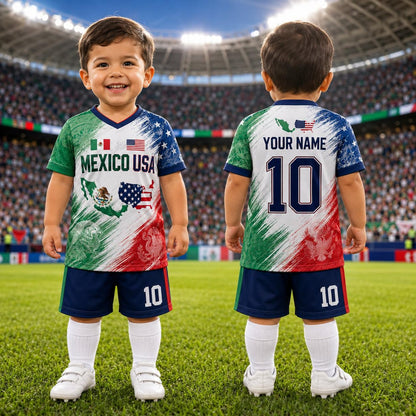 Personalized Mexico USA Soccer Jersey Set, Custom Name And Number Mexico USA Shirt, Soccer Uniform Kit 685476 WFD