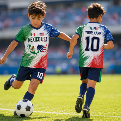 Personalized Mexico USA Soccer Jersey Set, Custom Name And Number Mexico USA Shirt, Soccer Uniform Kit 685476 WFD
