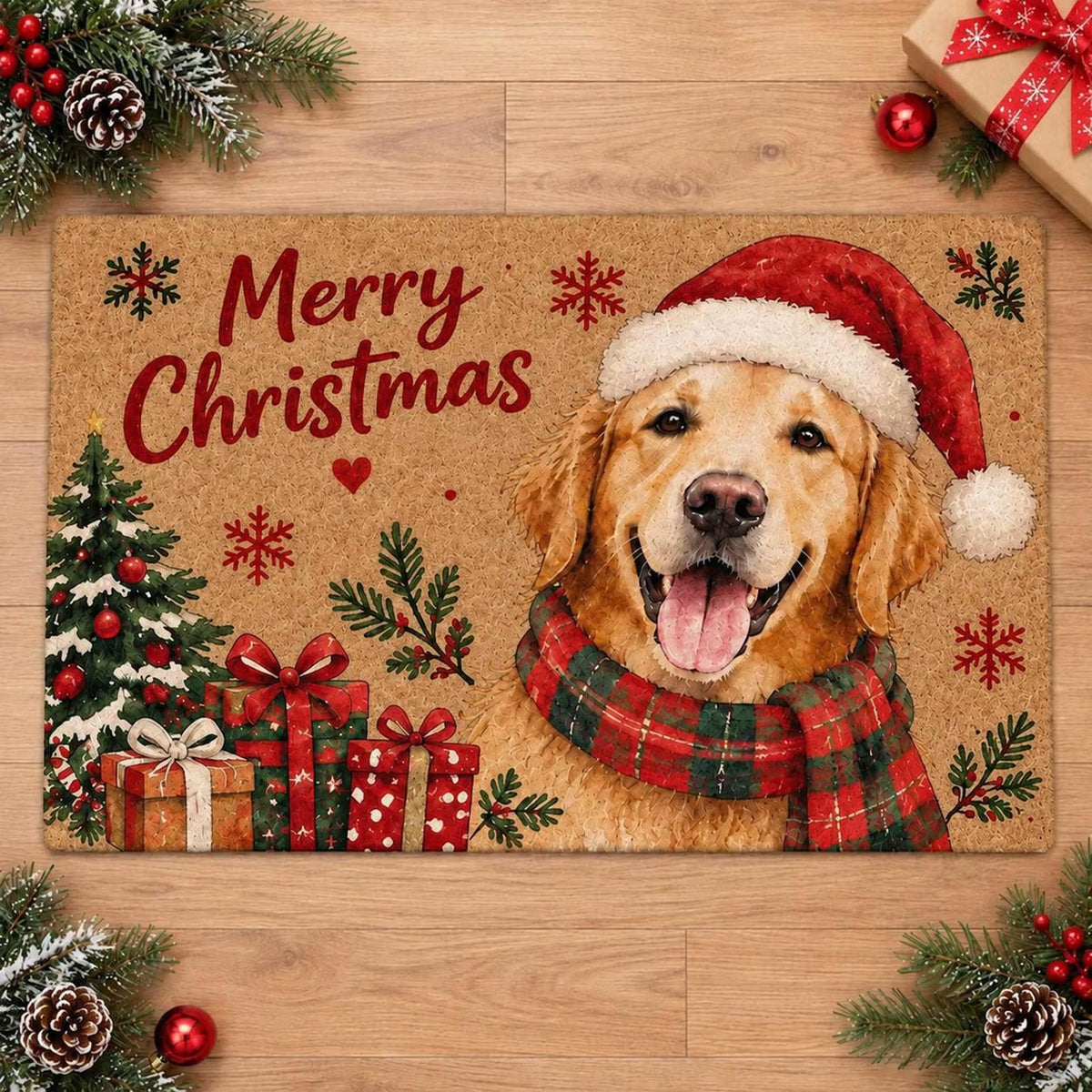 Custom Dog Photo Merry Christmas Doormat, Holiday Home Entryway Decor, Gift For Dog Lovers 686478 WFD