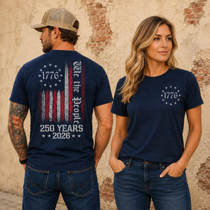 250 Years USA Pocket & Back Shirt, We The People 1776-2026 Dark Shirt, Patriotic Flag Shirt 685470 WFD