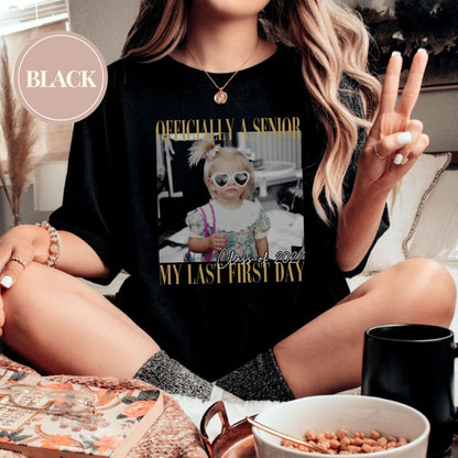 Custom Photo Senior 2027 Dark Shirt, Personalized Vintage Class of 2027 Tee, Last First Day Graduation Gift 685728