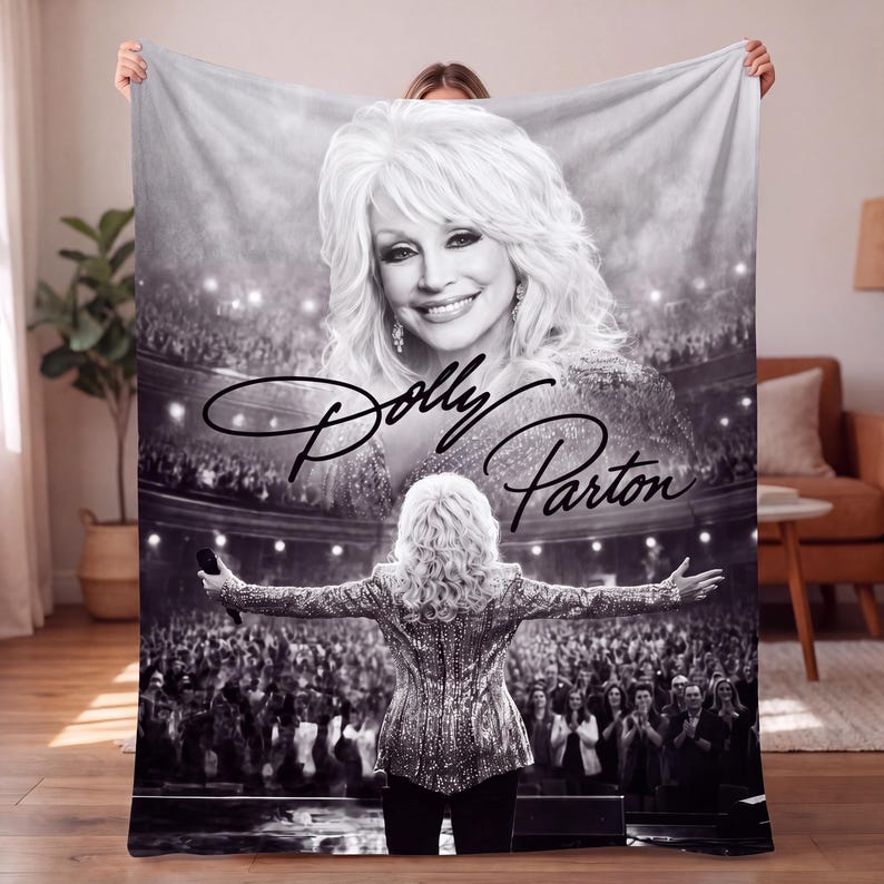 Dolly Parton Blanket, Country Music Tribute Throw, Vintage Pink Cowgirl Fleece Quilt, Dolly Fan Gift 686253 WFD