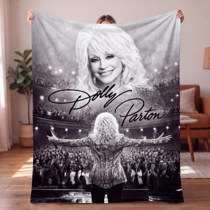 Dolly Parton Blanket, Country Music Tribute Throw, Vintage Pink Cowgirl Fleece Quilt, Dolly Fan Gift 686253 WFD