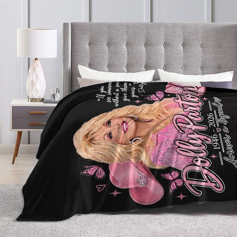Dolly Parton Inspired Blanket, Pink Western Cowgirl Home Decor, Dolly Parton Fan Gift 686252 WFD