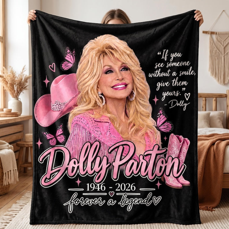 Dolly Parton Inspired Blanket, Pink Western Cowgirl Home Decor, Dolly Parton Fan Gift 686252 WFD