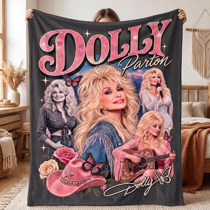 Dolly Parton Inspired Blanket, Pink Western Cowgirl Home Decor, Dolly Parton Fan Gift 686252 WFD