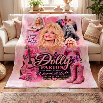 Dolly Parton Blanket, Country Music Tribute Throw, Vintage Pink Cowgirl Fleece Quilt, Dolly Fan Gift 686253 WFD
