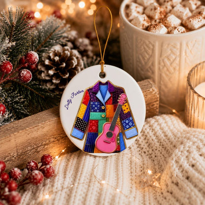 Dolly Parton Christmas Ornament, Coat of Many Colors Ceramic Ornament, Dolly Tribute Keepsake 686254 WFD