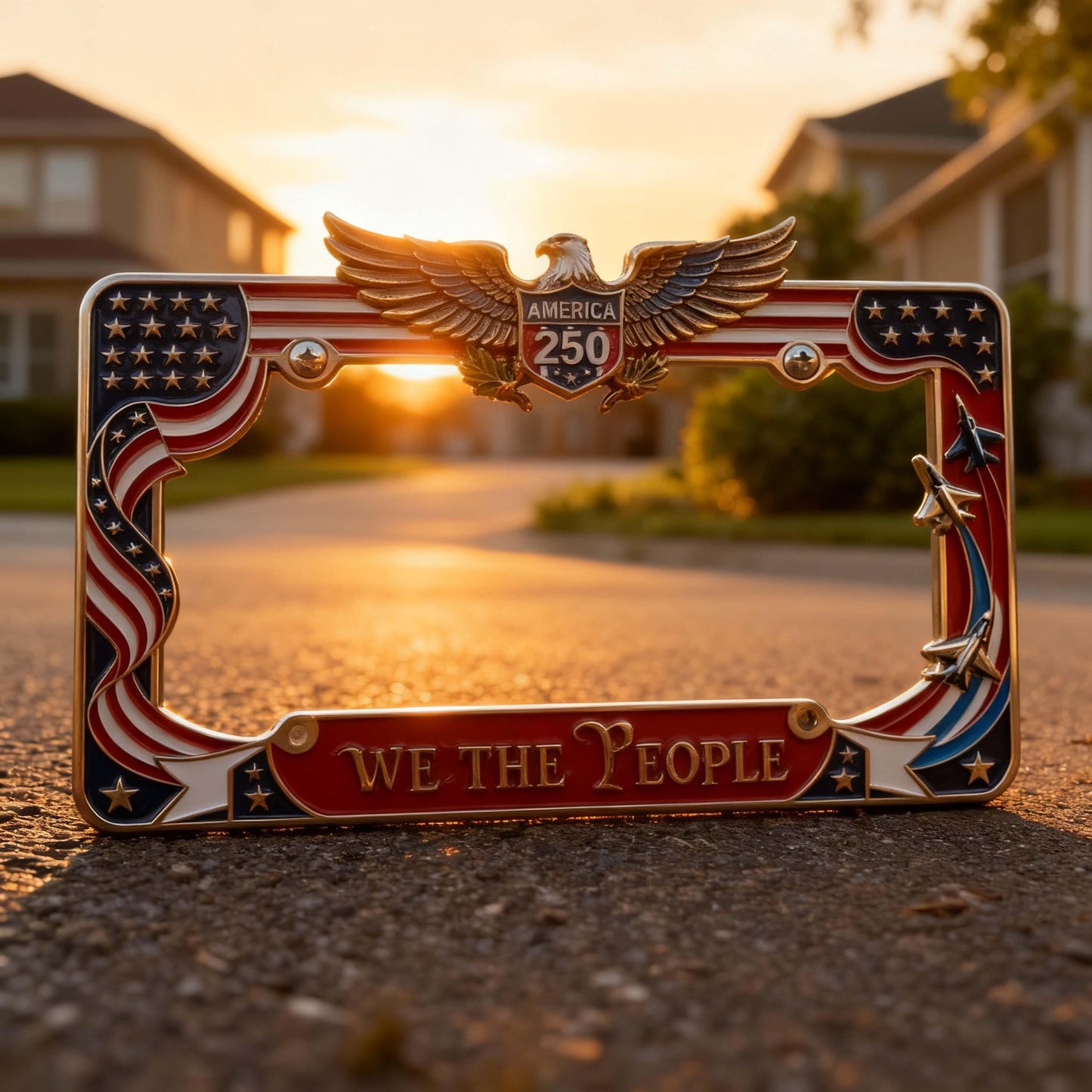 USA 250th Anniversary License Plate | Vintage America 250 - We The People Plate Holder 685293