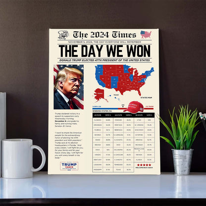 Newspaper US Elections Canvas | President Donald Trump Canvas | Trump Won | US Election 2024 | Make America Great Again 682007 - GOP