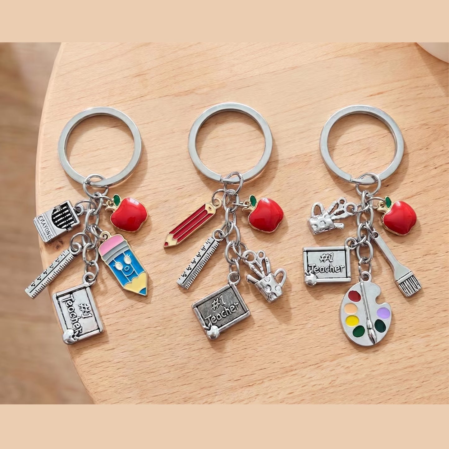 Personalized Teacher Keychain, Custom Name Leather Keychain, Teacher Appreciation Gift, Back to School Gift 684916