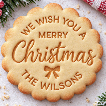 Personalized Christmas Cookie Stamp, Custom Family Name Cookie Cutter, Merry Christmas Embosser Stamp for Baking 686859 WFD