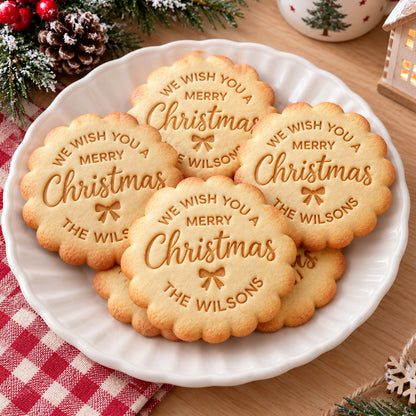 Personalized Christmas Cookie Stamp, Custom Family Name Cookie Cutter, Merry Christmas Embosser Stamp for Baking 686859 WFD