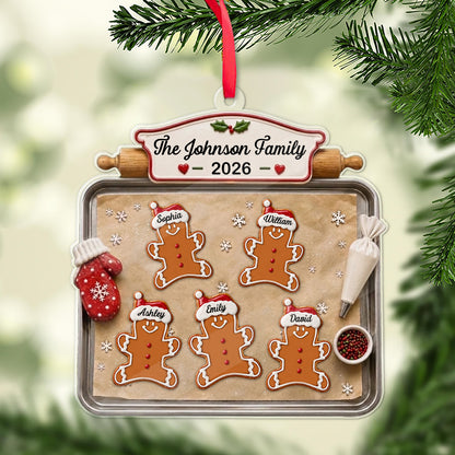 Personalized Gingerbread Cookie Acrylic Ornament, Custom Family Names Christmas Keepsake Gift 685959