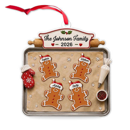 Personalized Gingerbread Cookie Acrylic Ornament, Custom Family Names Christmas Keepsake Gift 685959