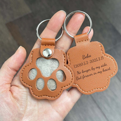 Personalized Pet Fur Memorial Keychain, Dog Fur Leather Pouch, Memorial Keychain For Dog Cat, Gift For Dog Lovers, Cat Lovers BX25